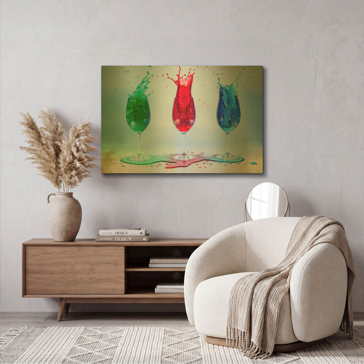 'Drink Splash 5' By Gordon Semmens Gold Metal Wall Art