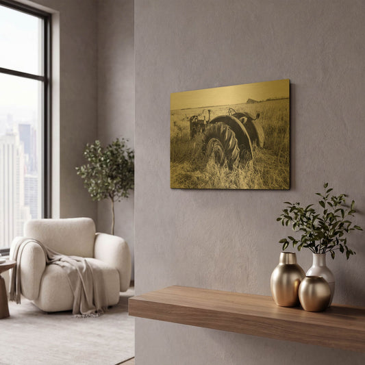 'Lost Farmstead On The Prairie 026' By Gordon Semmens Gold Metal Wall Art