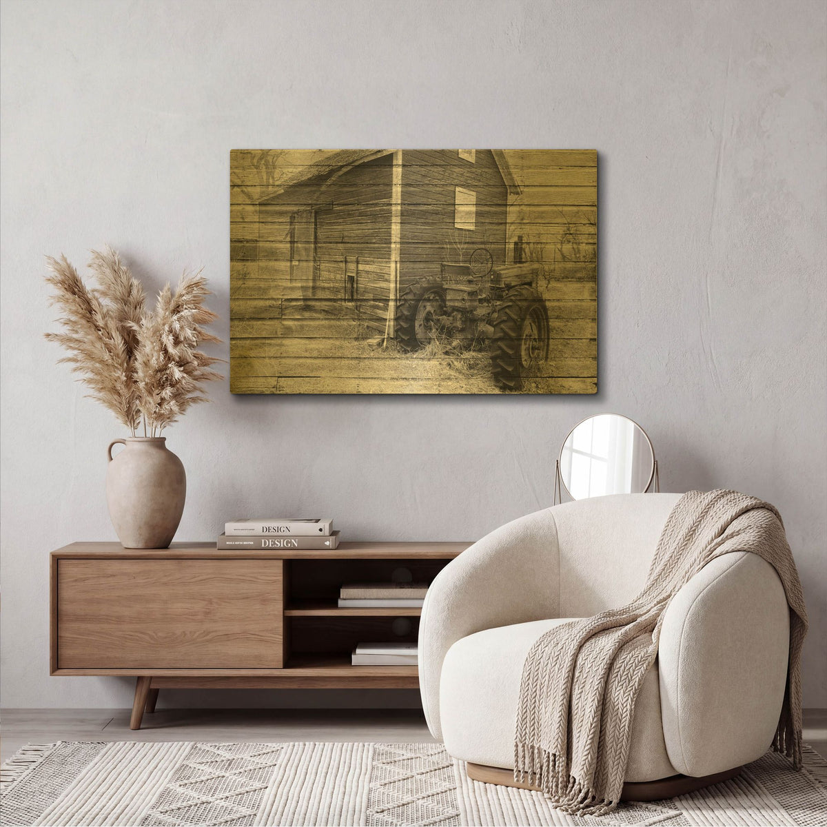 'Lost Farmstead On The Prairie 070' By Gordon Semmens Gold Metal Wall Art