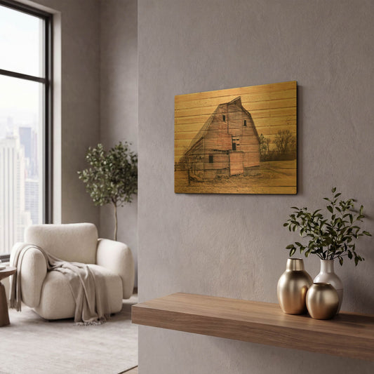 'Lost Farmstead On The Prairie 077' By Gordon Semmens Gold Metal Wall Art