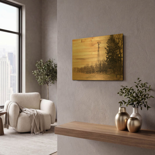 'Lost Farmstead On The Prairie 078' By Gordon Semmens Gold Metal Wall Art