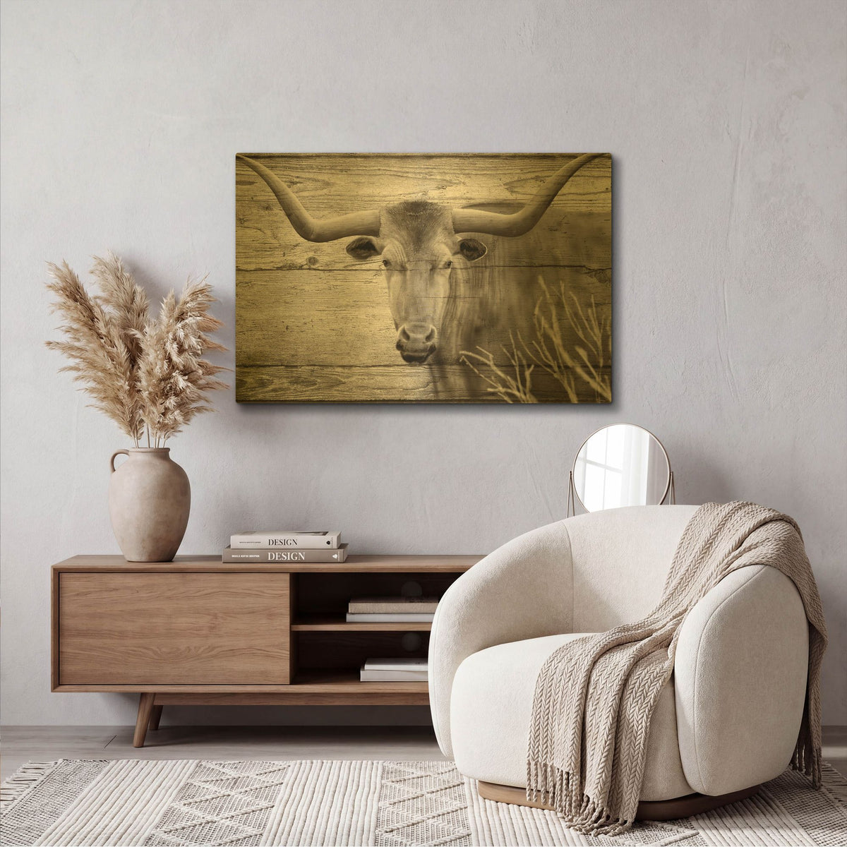 'Woodgrain Antiques 02' By Gordon Semmens Gold Metal Wall Art