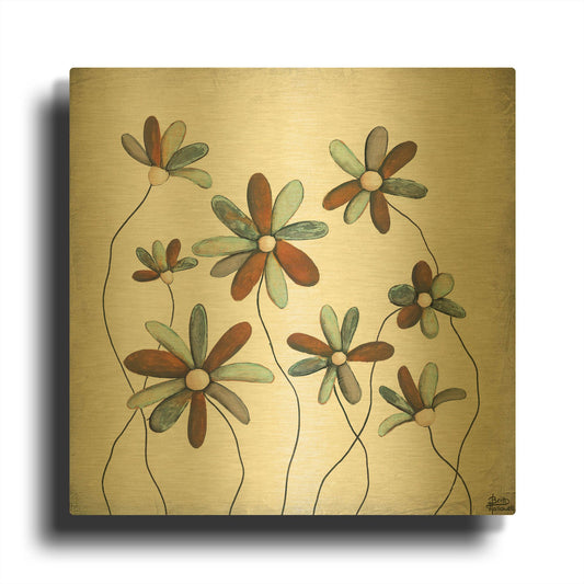 'Patina Petals I' By Britt Hallowell Gold Metal Wall Art