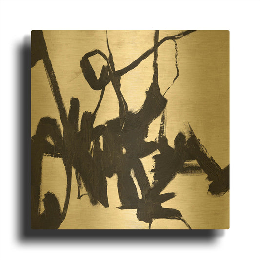 'Playblack 1' By Sheila Golden Gold Metal Wall Art