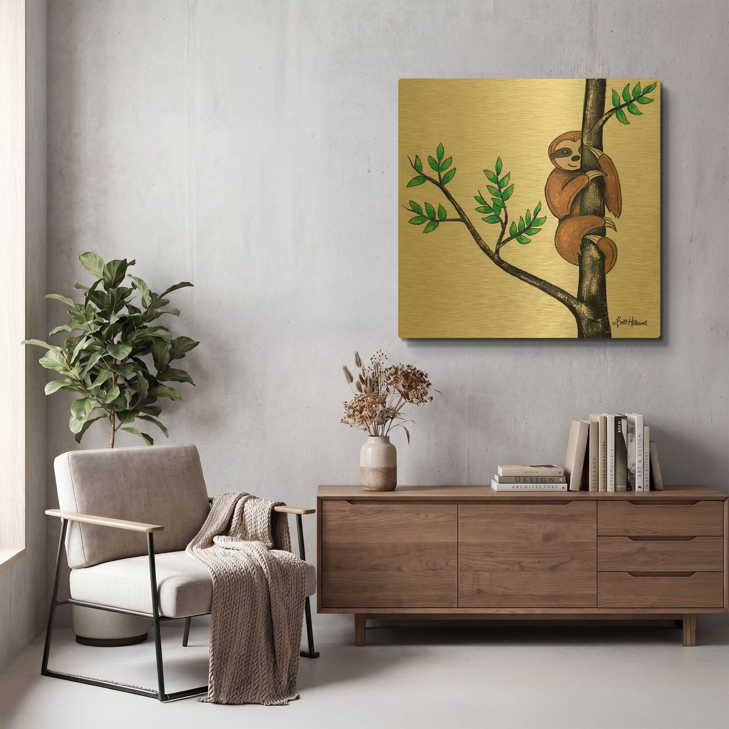 'Slo-Mo Fun I' By Britt Hallowell Gold Metal Wall Art