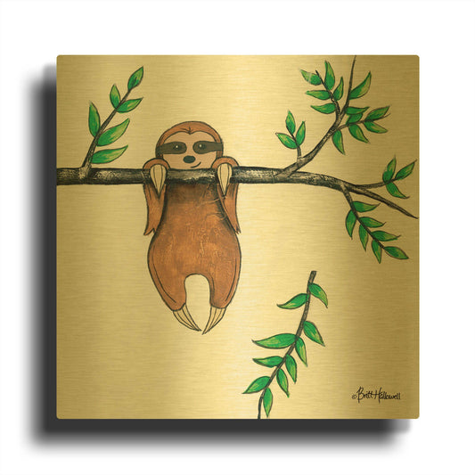 'Slo-Mo Fun II' By Britt Hallowell Gold Metal Wall Art