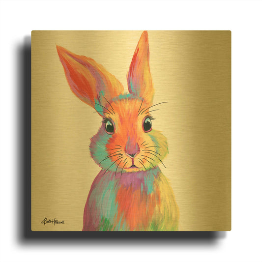 'Cheery Bunny' By Britt Hallowell Gold Metal Wall Art