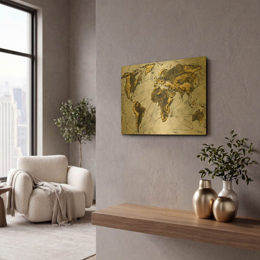 'A Wonderful World' By Britt Hallowell Gold Metal Wall Art