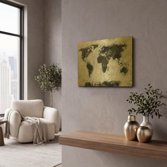 'Old World Map 2' By Britt Hallowell Gold Metal Wall Art