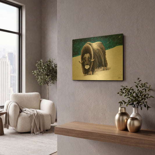 'Dressed for Winter' By Britt Hallowell Gold Metal Wall Art
