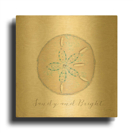 'Beach Treasures 4 Christmas' By Emily Adams Gold Metal Wall Art