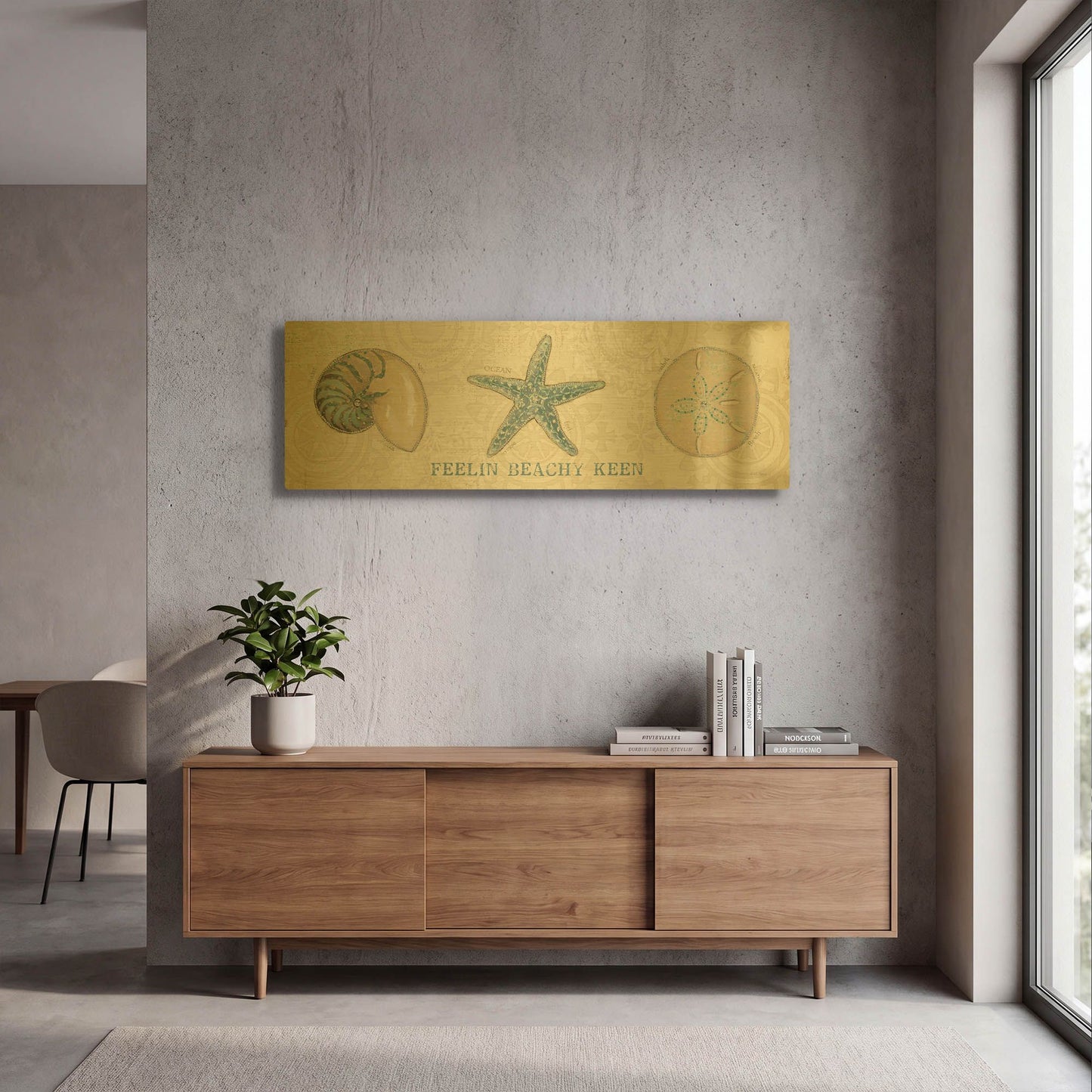 'Beach Treasures 7' By Emily Adams Gold Metal Wall Art