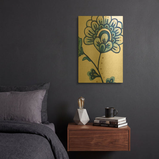 'Flora Chinoiserie 3' By Emily Adams Gold Metal Wall Art