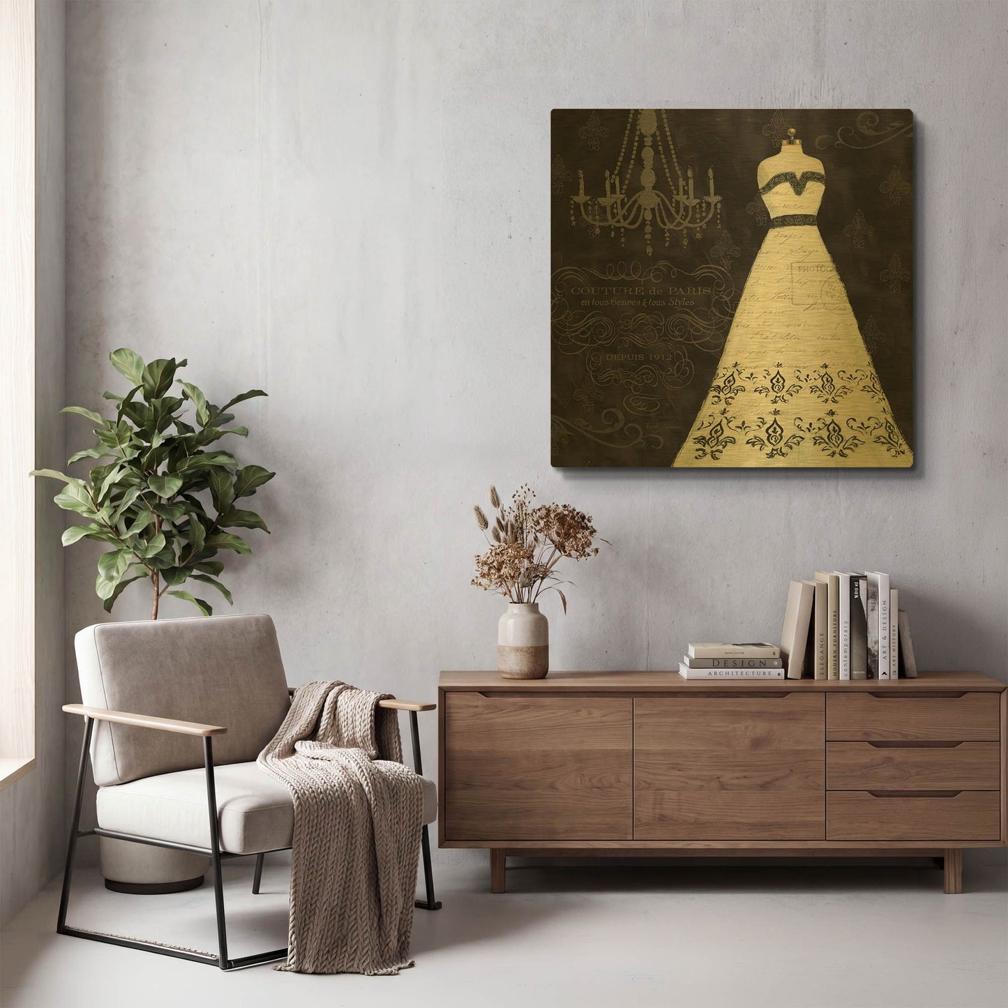 'French Couture 2' By Emily Adams Gold Metal Wall Art