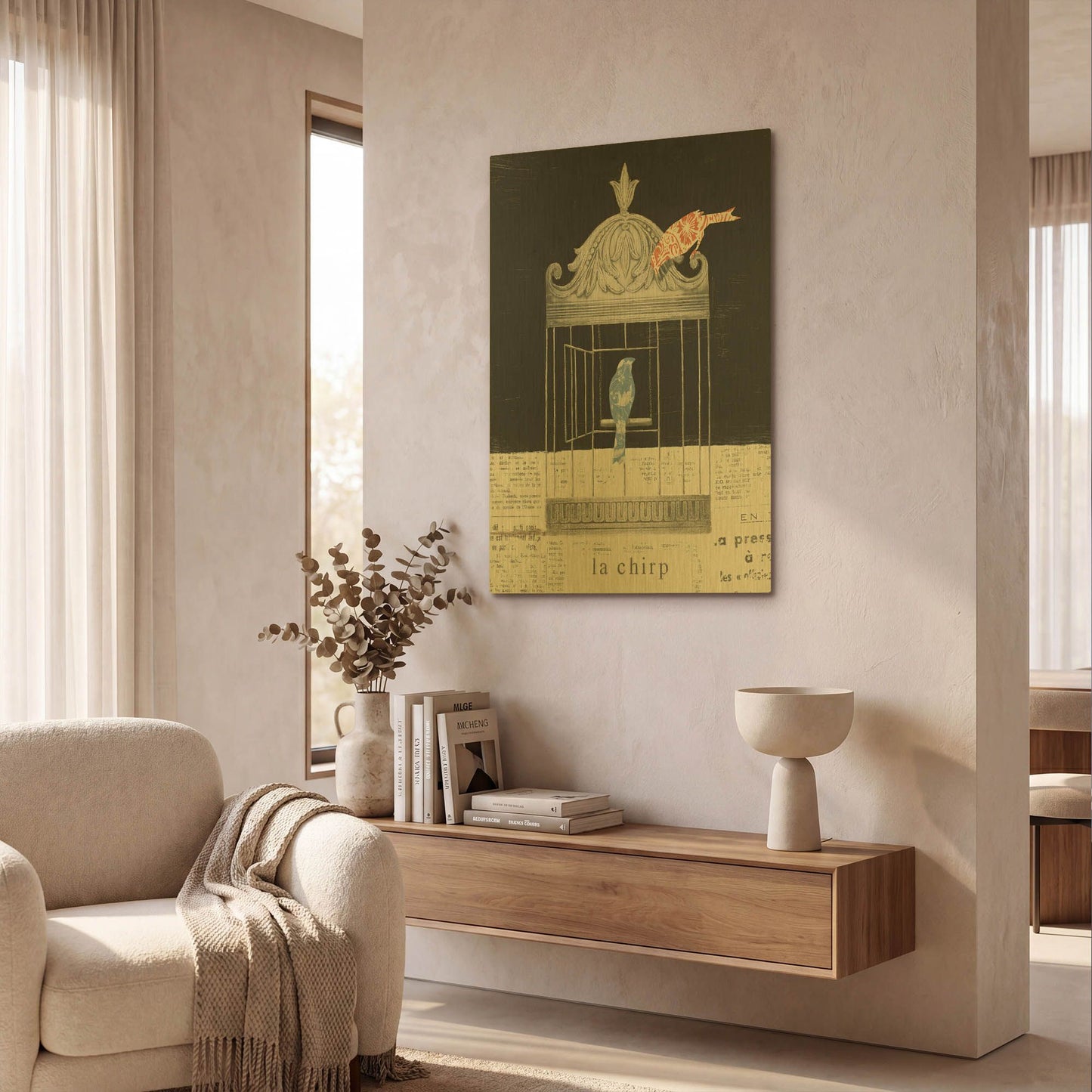 'La Chirp' By Emily Adams Gold Metal Wall Art