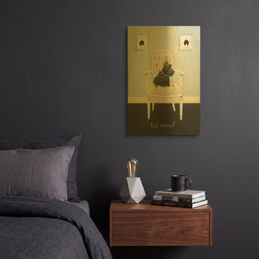 'La Woof' By Emily Adams Gold Metal Wall Art