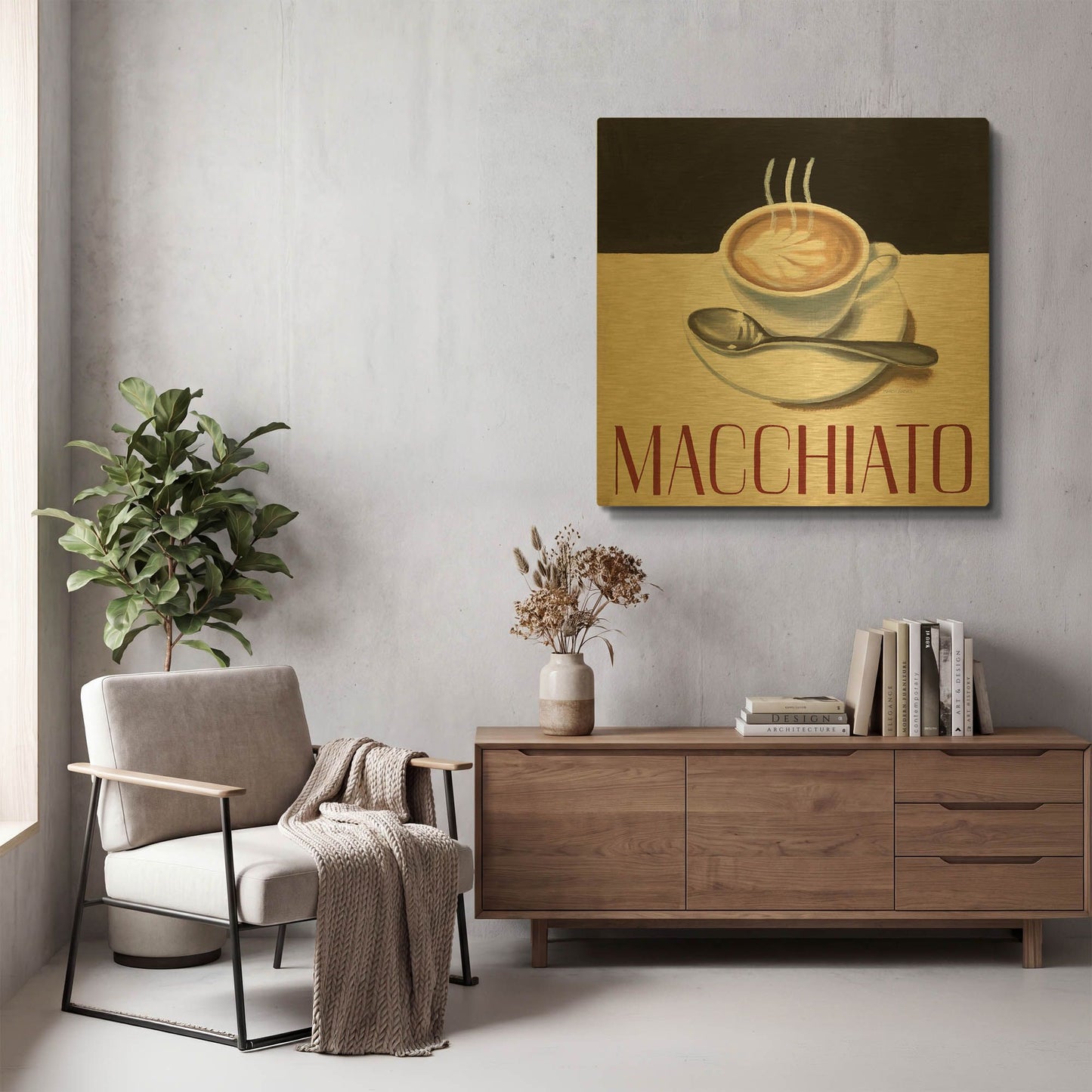 'Cafe Moderne 6' By Marco Fabiano Gold Metal Wall Art