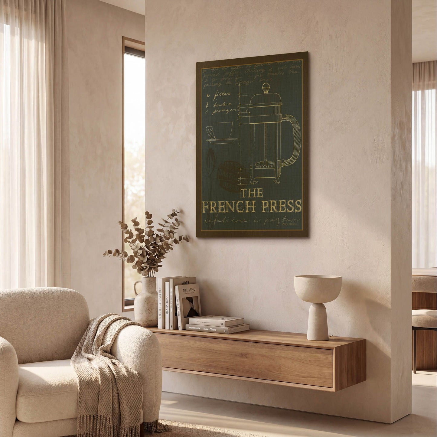 'Coffee Blueprint 1 1ndigo' By Marco Fabiano Gold Metal Wall Art