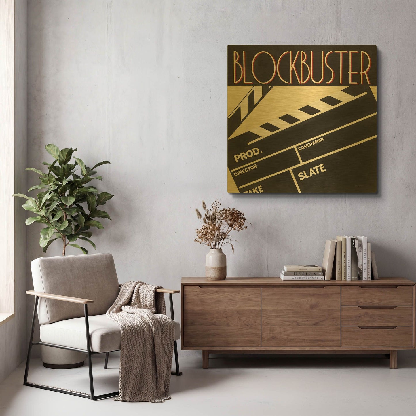 'Blockbuster' By Marco Fabiano Gold Metal Wall Art