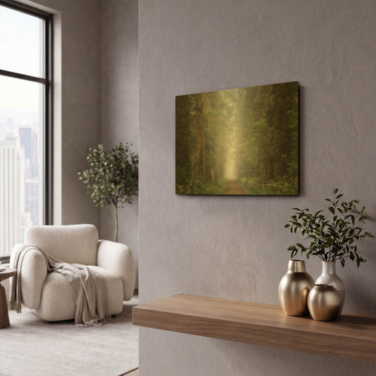'Misty Spring Road' By Martin Podt Gold Metal Wall Art