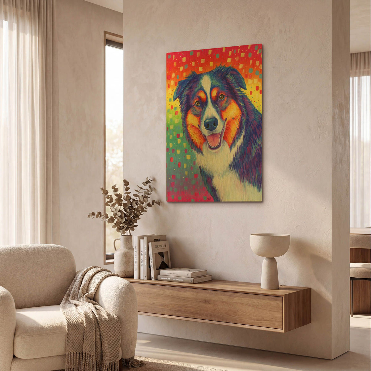'Australian Shepherd' By Rebecca Wang Art Gold Metal Wall Art