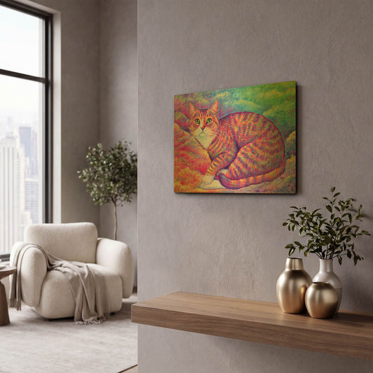 'Rainbow Cat In The Clouds' By Rebecca Wang Art Gold Metal Wall Art