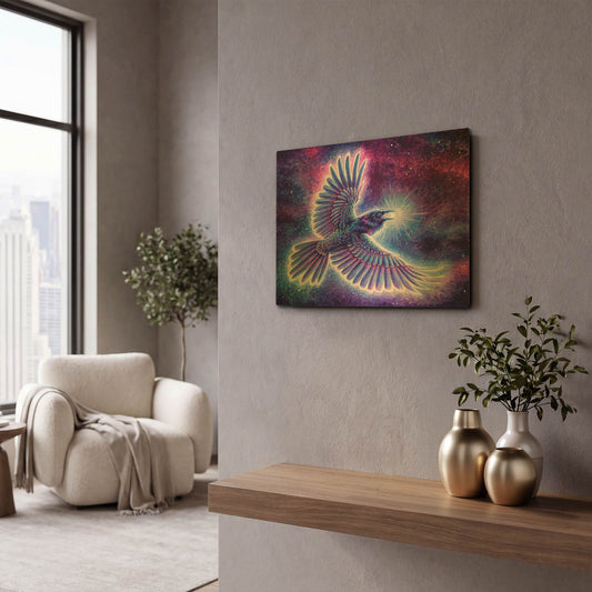 'Raven Placing The Stars' By Rebecca Wang Art Gold Metal Wall Art