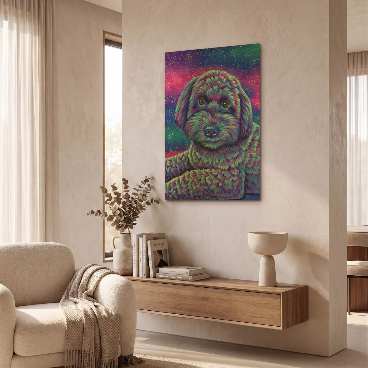 'Starry Schnoodle' By Rebecca Wang Art Gold Metal Wall Art