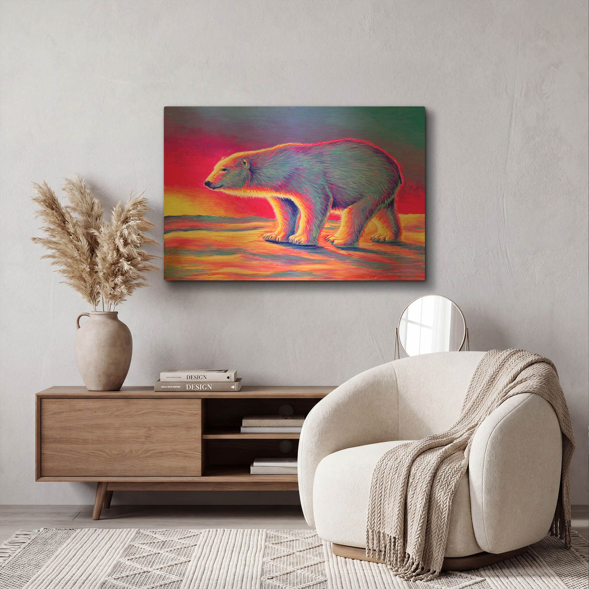 'Sunset Polar Bear' By Rebecca Wang Art Gold Metal Wall Art