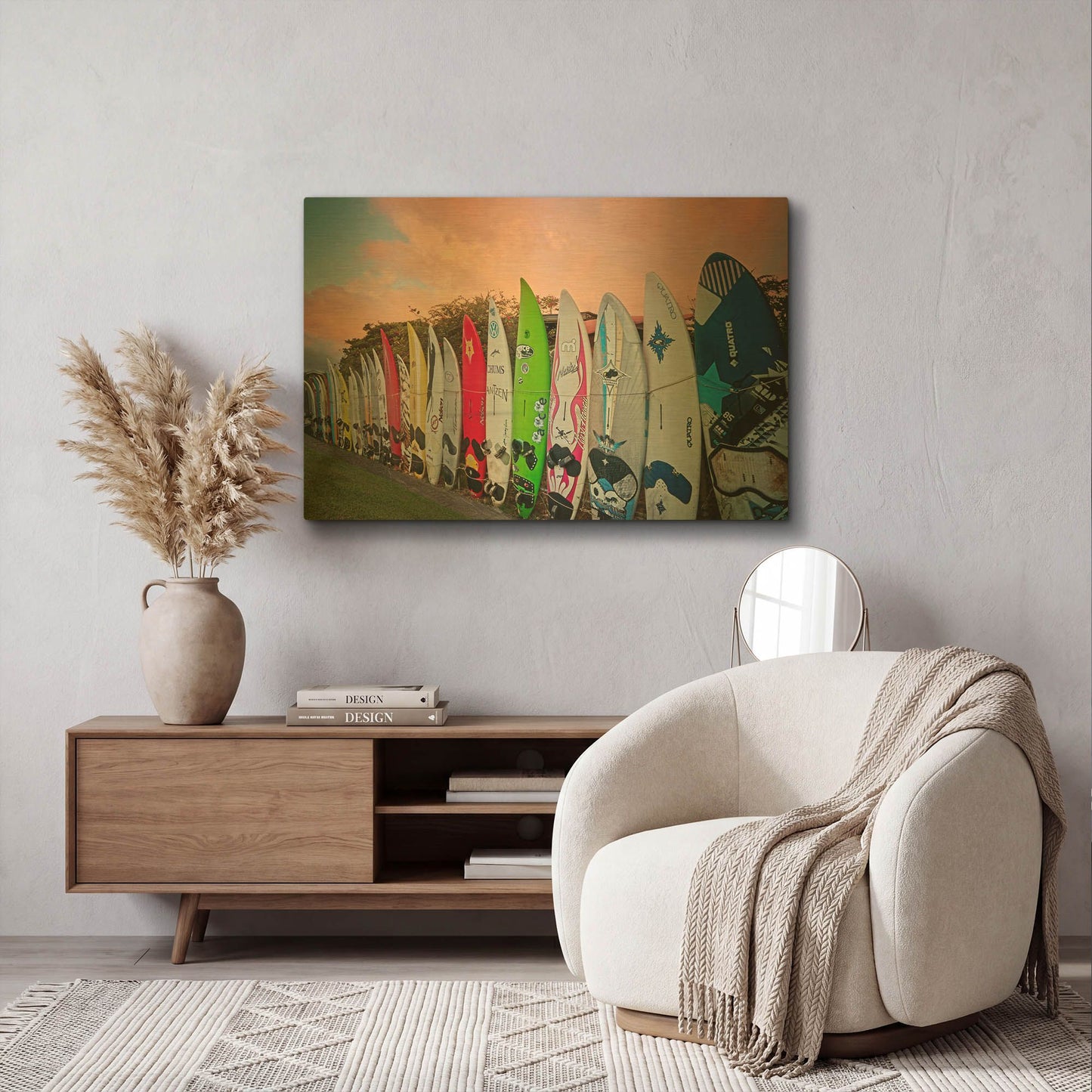 'Surf Time' By Dennis Frates Gold Metal Wall Art
