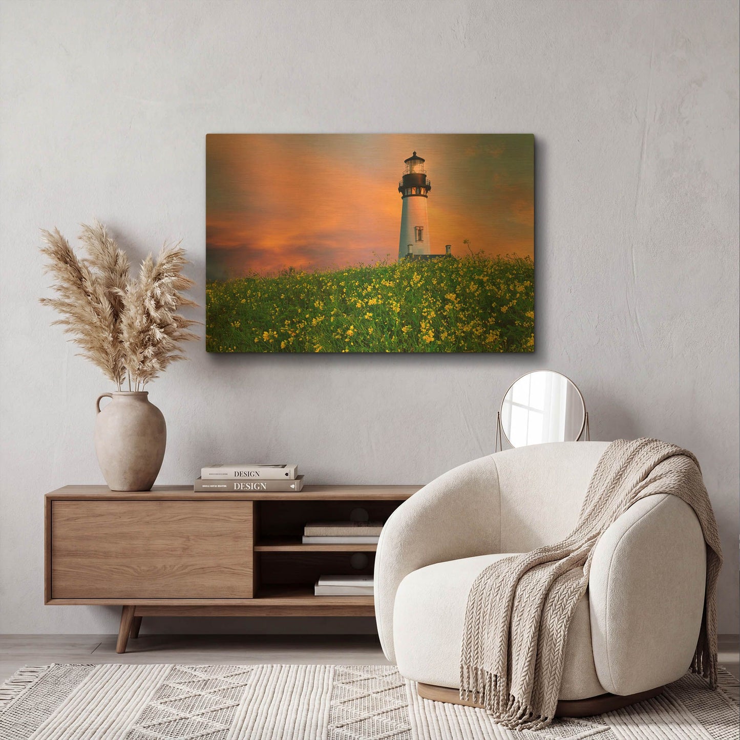 'Lighthouse' By Dennis Frates Gold Metal Wall Art