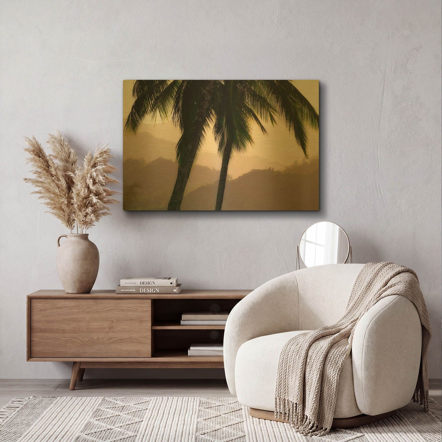 'Misty Palms I' By Dennis Frates Gold Metal Wall Art