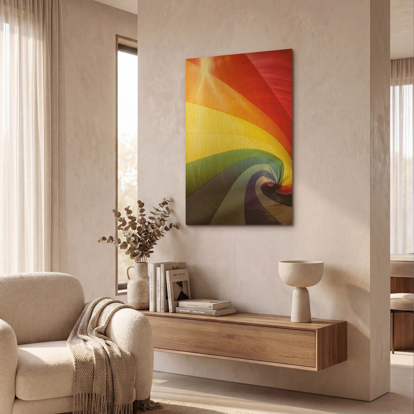 'Rainbow Spiral' By Dennis Frates Gold Metal Wall Art
