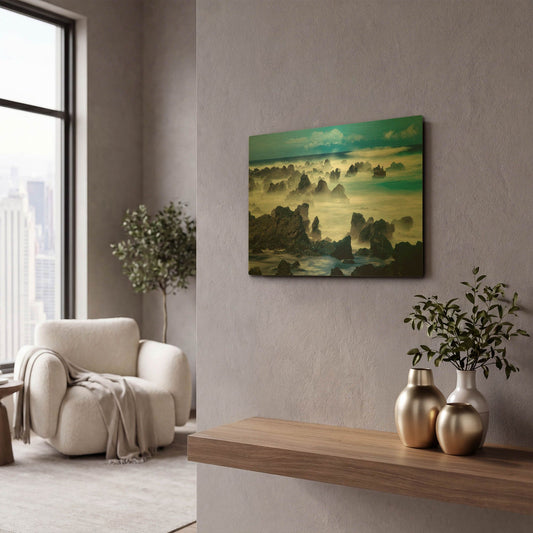 'On the Rocks' By Dennis Frates Gold Metal Wall Art