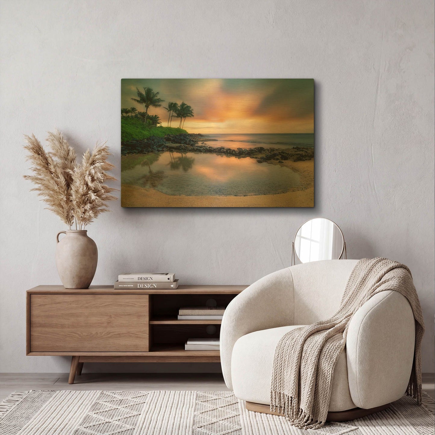 'Sunset Cove II' By Dennis Frates Gold Metal Wall Art