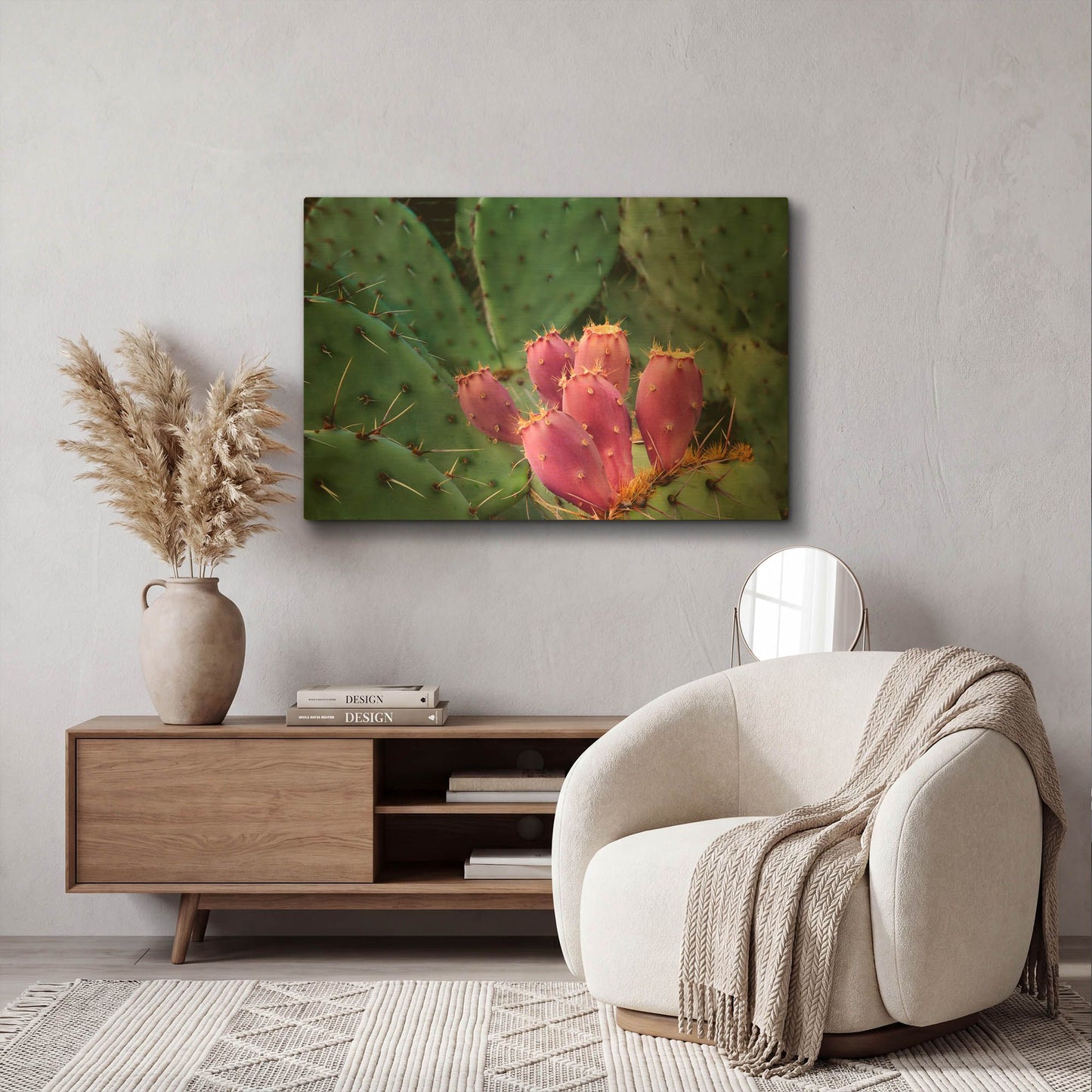 'Pink Cactus' By Dennis Frates Gold Metal Wall Art