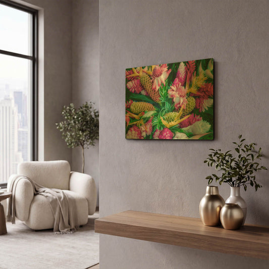 'Tropical Floral' By Dennis Frates Gold Metal Wall Art