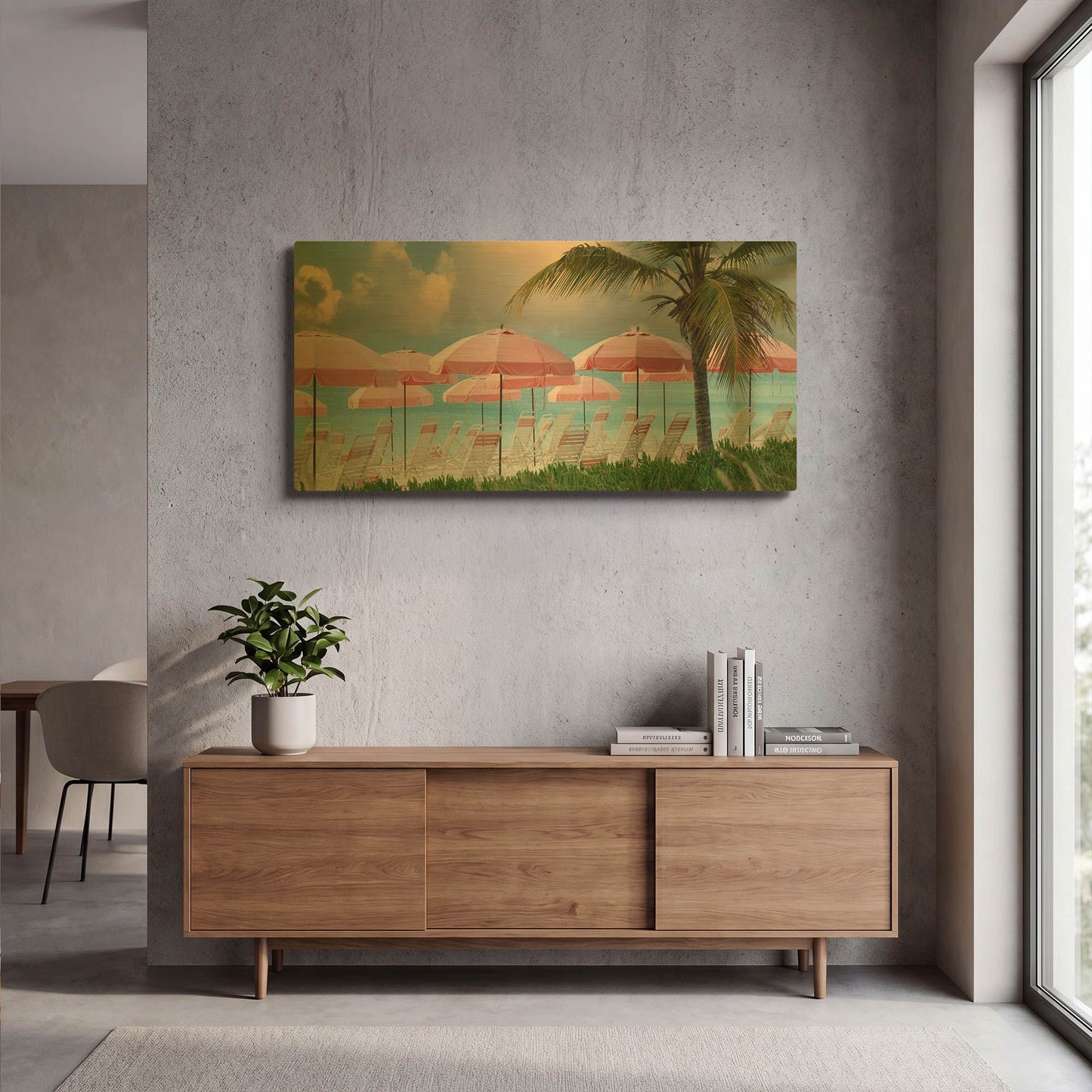 'Umbrellas' By Dennis Frates Gold Metal Wall Art