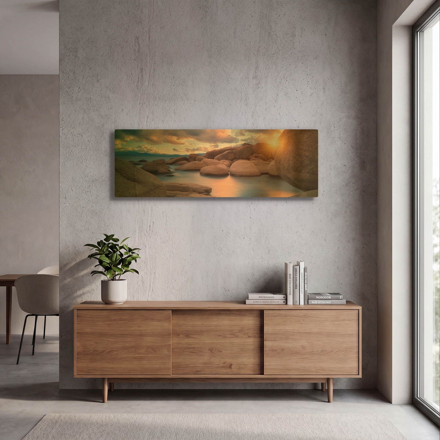 'Sunset Cove' By Dennis Frates Gold Metal Wall Art