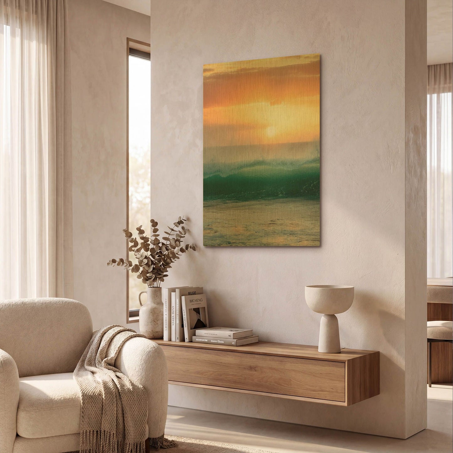 'Peachy Green' By Dennis Frates Gold Metal Wall Art