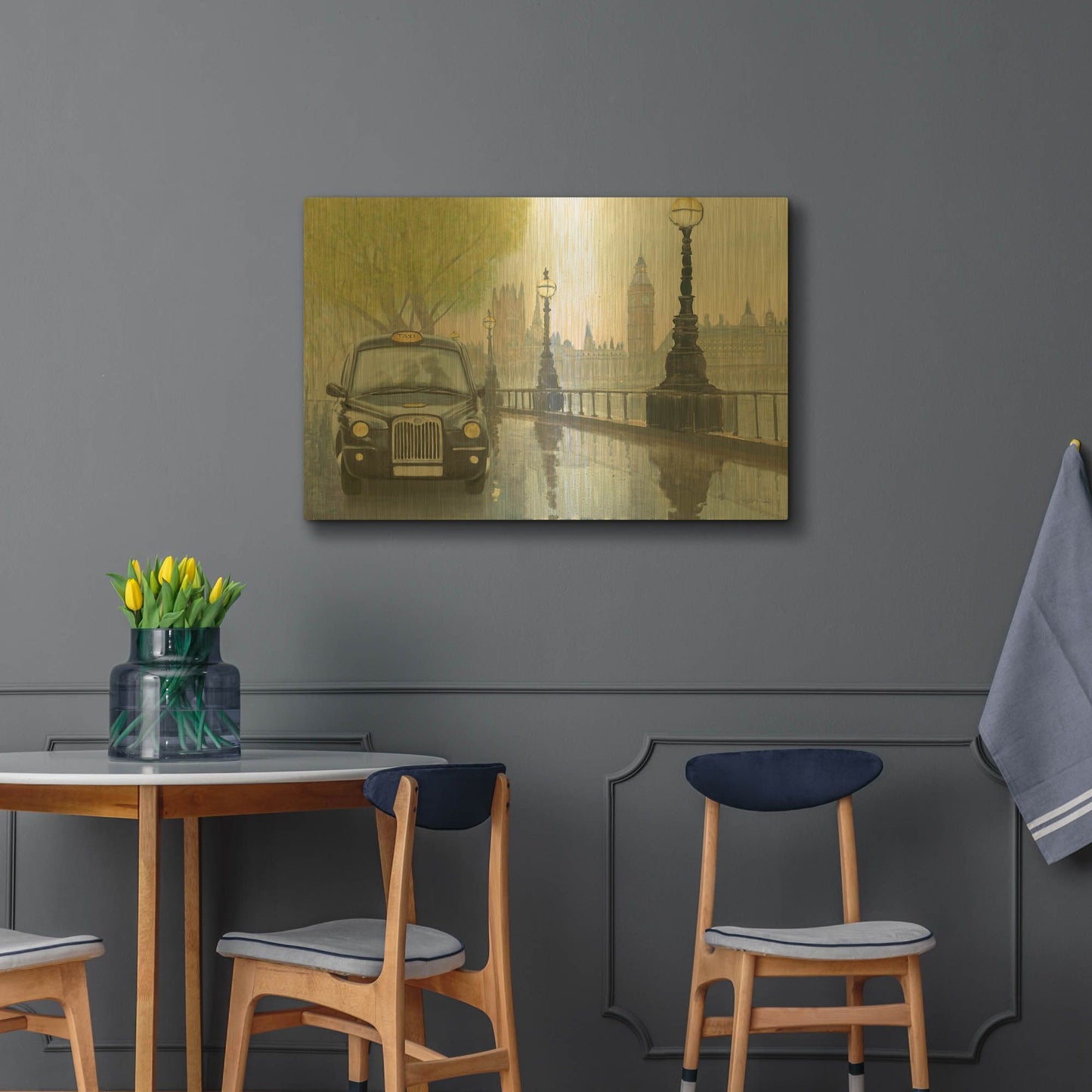 'Along the Thames v.2' By Myles Sullivan Gold Metal Wall Art