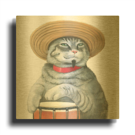 'Cattitude 2' By Myles Sullivan Gold Metal Wall Art