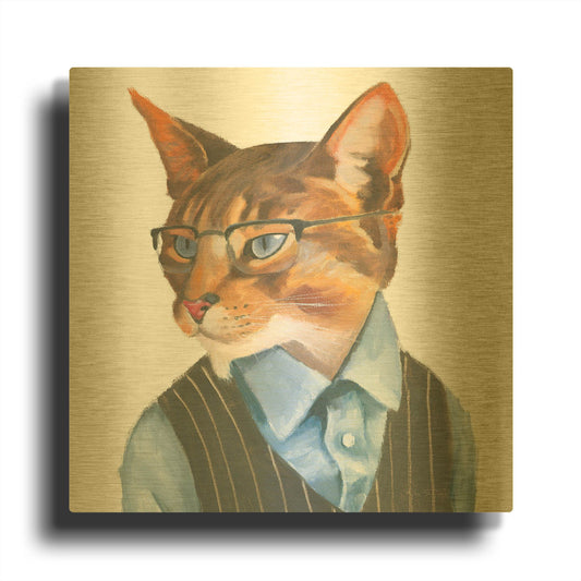 'Cattitude 4' By Myles Sullivan Gold Metal Wall Art