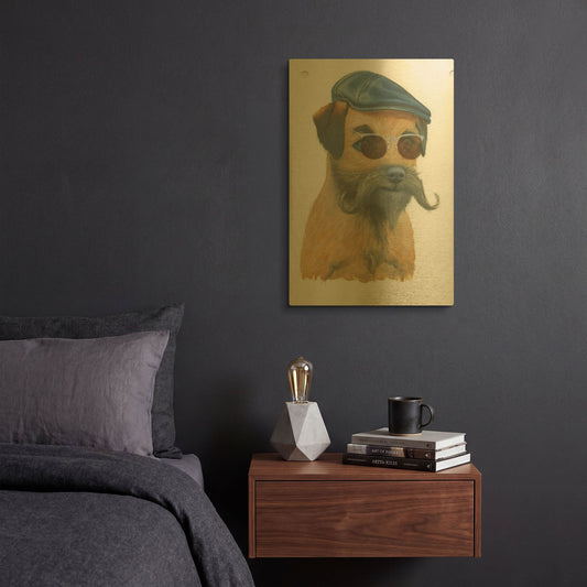 'Cool Dog for the Boys 1' By Myles Sullivan Gold Metal Wall Art