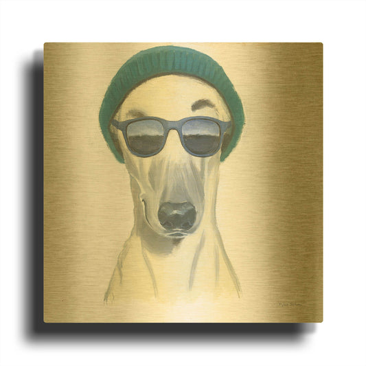 'Cool Dog for the Boys 2' By Myles Sullivan Gold Metal Wall Art