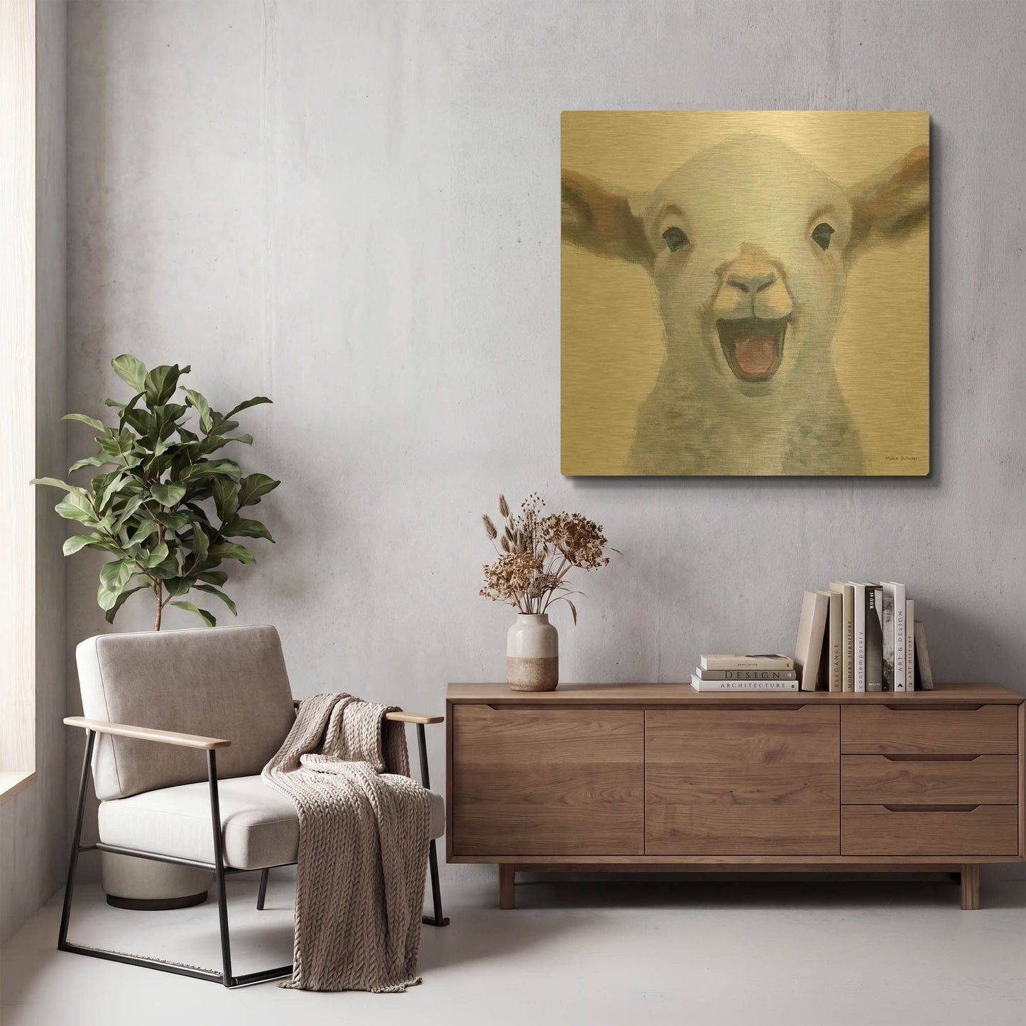'Farm Friends 1' By Myles Sullivan Gold Metal Wall Art