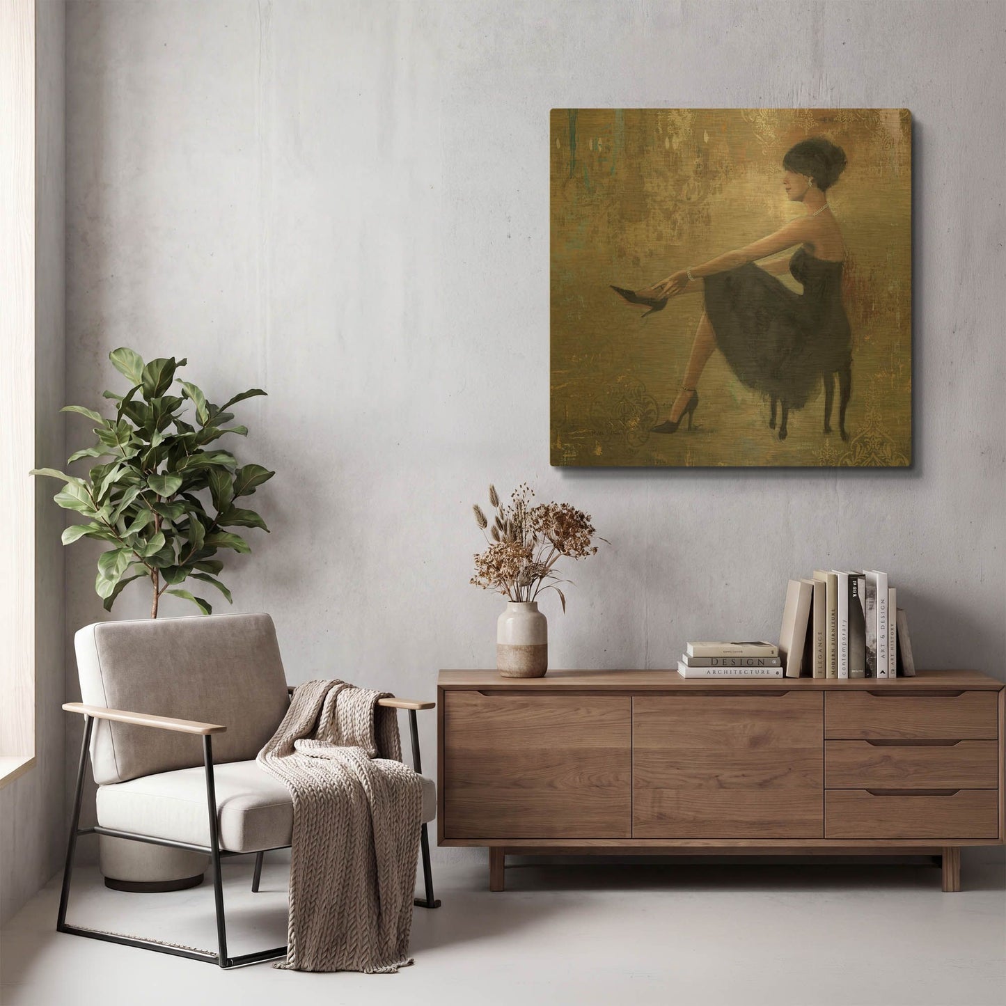 'Grand Evening Square' By Myles Sullivan Gold Metal Wall Art