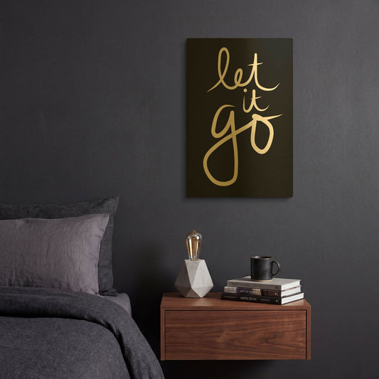 'Let It Go' By Linda Woods Gold Metal Wall Art