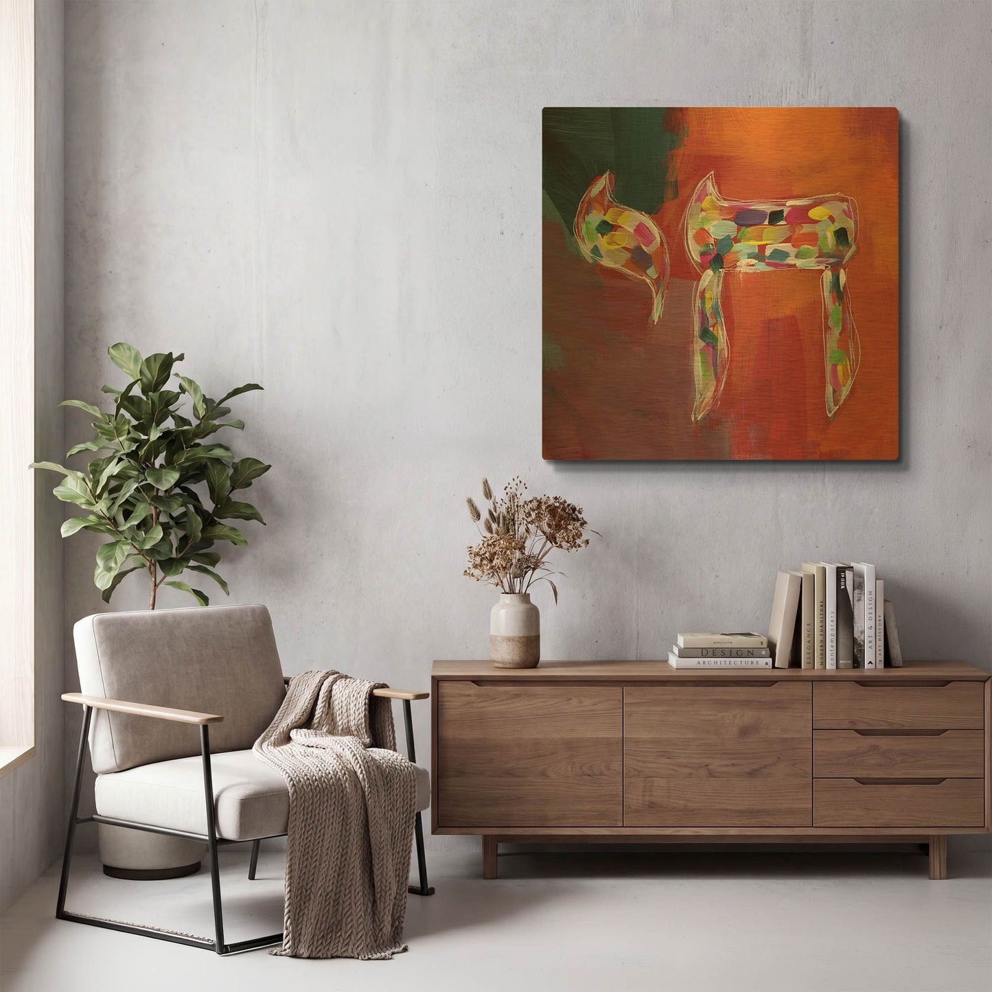 'Chai of Colors' By Linda Woods Gold Metal Wall Art