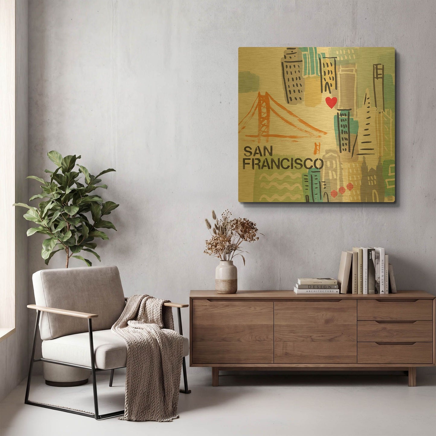 'San Francisco' By Linda Woods Gold Metal Wall Art